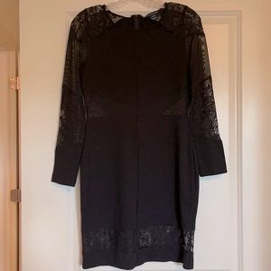 Long sleeve partially sheer dress